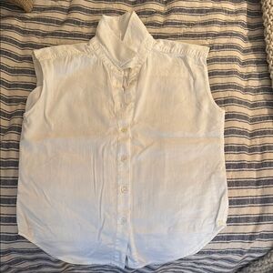 Frame White Sleeveless Button-Up Blouse